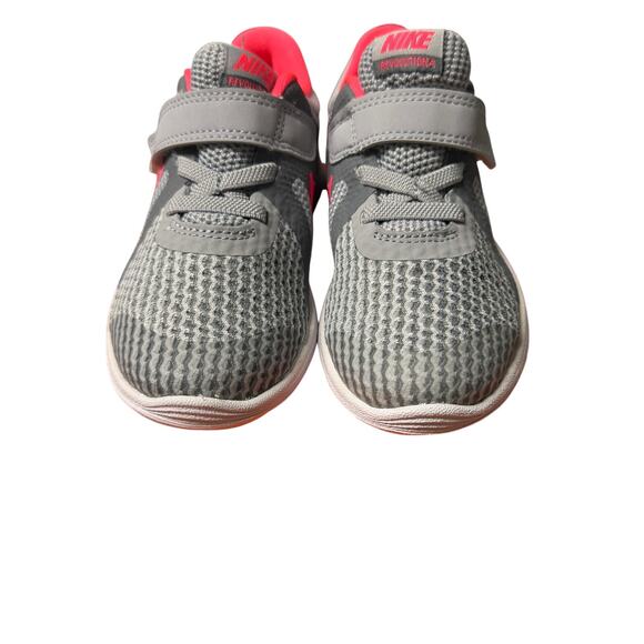 Nike Revolution 4 TDV Toddler Shoes 9C Gray Pink Hook Loop Running Sneakers New - Picture 3 of 5
